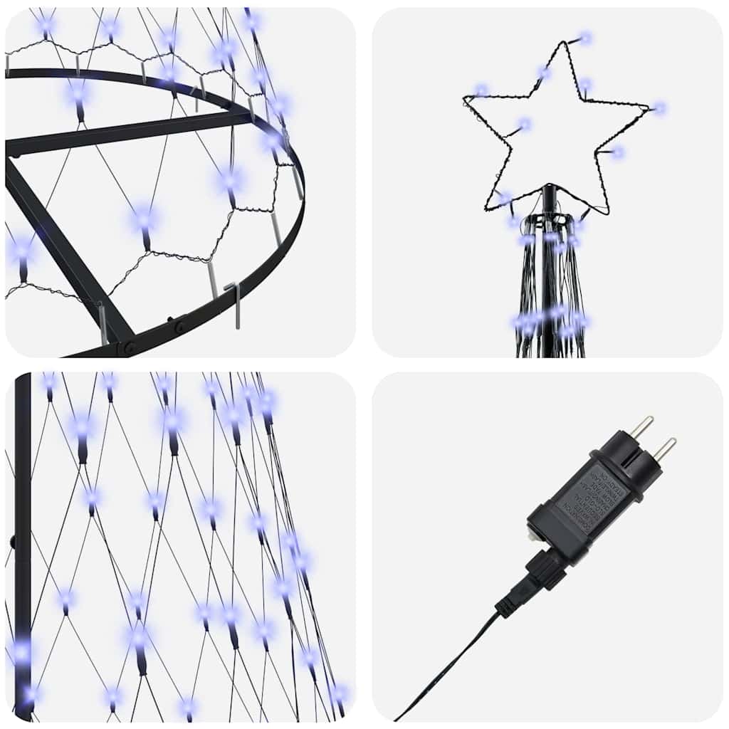 LED Christmas Tree with 290 LEDs Blue 100 x 100 x 250 cm Metal